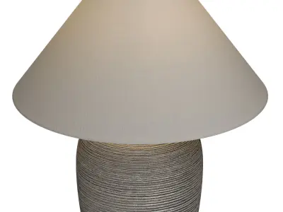 Grey Fluted Nightstand bedside European Ceramic Table Lamp 3D model