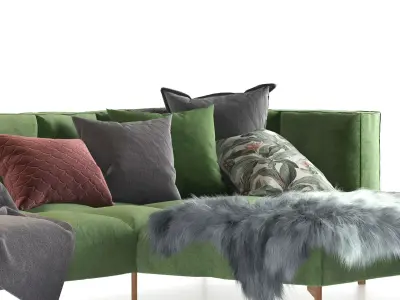 Green chaise end corner sofa 3D model