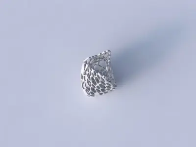 Vase twist curved tipping triangle with cracked organic lattice  3D print model