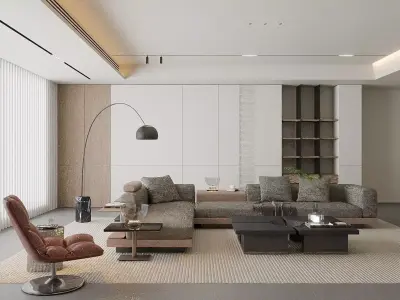 modern light luxury style living room 3D model