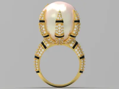 luxury pearl diamond ring pr0066 3D print model