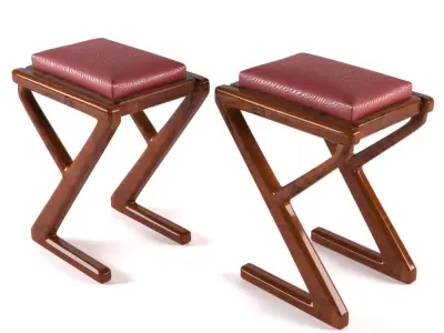 dining table and chair Glossy Wood Free 3D model