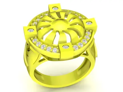 Luxury Openwork Men Ring with Round Halo Setting  4861 3D print model