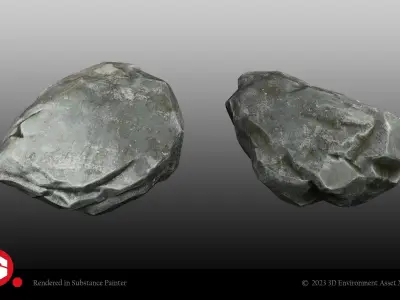 Realistic Asian Creek Rocks Set for Unreal Engine and Unity 3D Low-poly 3D model