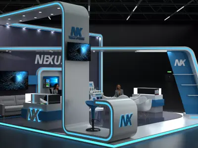 Modern Luxury Exhibition Booth 3D Model 7x7m Backwall Design 3D model