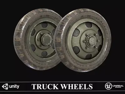 Military Truck Wheel PBR Low-poly 3D model Low-poly 3D model