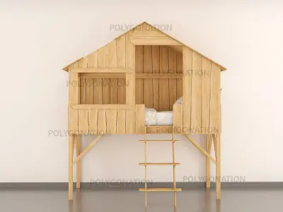 children cabin bed 9 3D model