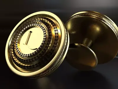 Luxury Cufflink with alphabet L 3D print model