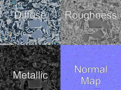 Mystical Treasure Chest with Silver Spirals and Gemstones mod... Low-poly 3D model