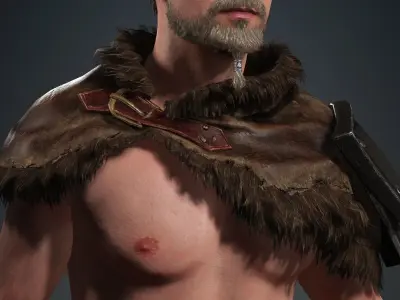 3D Male Medival Warrior Game Character in 4K Realistic Textures Low-poly 3D model