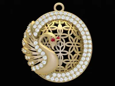 Luxury Diamond Swan Pendant Jewelry Design 1945 3D print model
