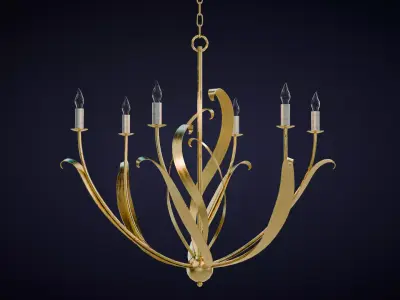 Menefee Gold Chandelier Low-poly 3D model