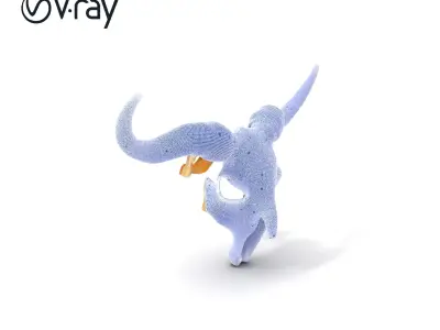 Decorative Bull Skull Model Pack with Carved Horns Low-poly 3D model