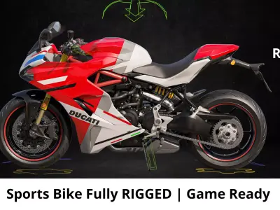 Sports Bike  Motorcycle DUCATTI Fully Rigged Game Ready Model Low-poly 3D model