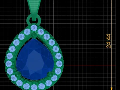 GOLD AND TEARDROP RUBY PENDANT 3D PRINTABLE MODEL 3D print model