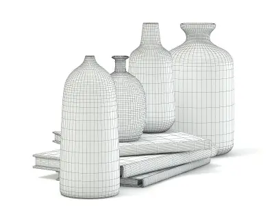 Books and Flasks 3D model