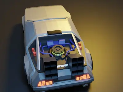 Low poly Delorean Car 3D model  Low-poly 3D model