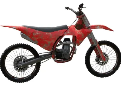 Rusty motocross dirt bike motorcycle Low-poly 3D model