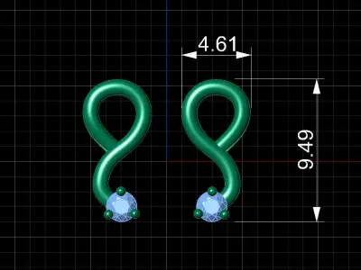 light weight diamond earrings  studs high quality 3d model Free 3D print model