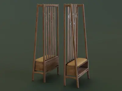 Mid-Century Coat Rack Low-poly 3D model