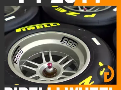 F1 Pirelli Dry Slick Tire and Wheel 3D model
