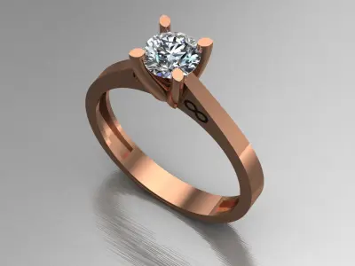 Diamond Engagement Gold Ring  Free 3D print model