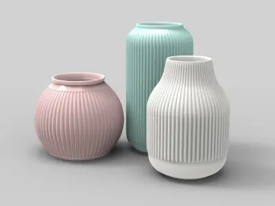 Flower vases - 3 colors 3D model
