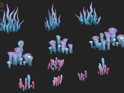 Submarine cartoon world - submarine decoration 3D model