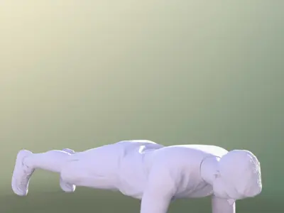 Jimmy 11429 - Fitness Guy Plank Workout In Gym Low-poly 3D model