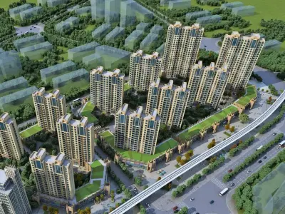 Light-Luxury Residential High-Rise Community 3D model