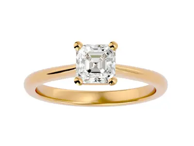 The Timeless Solitaire Asscher Emerald Cut Engagement Ring 3D print model