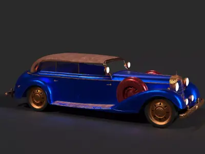 Chinese blue vintage car 3D model
