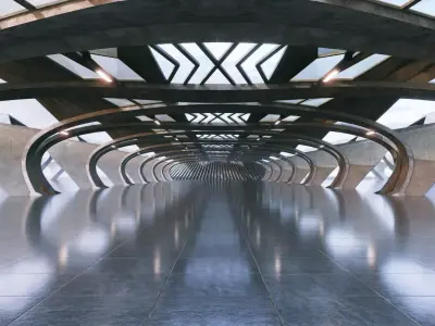 Concrete Corridor Scene - Architectural Background - V1U6 3D model