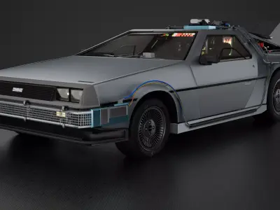Delorean 3D Low-poly 3D model