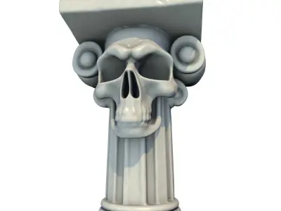 6 Models -Temple Stone Skull Pillars 3D Model Collection