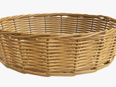 Wicker basket round medium brown 3D model