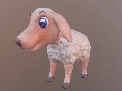 Sheep Model cartoon with eyes Low-poly 3D model
