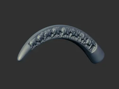 elephants scenes carved ivory tusk 3d printable model cnc 3D print model