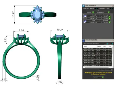 Oval Diamond Engagement Ring For Women 3D print model