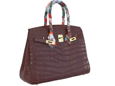 Hermes Birkin Red Crocodile Bag with accessories Low-poly 3D model
