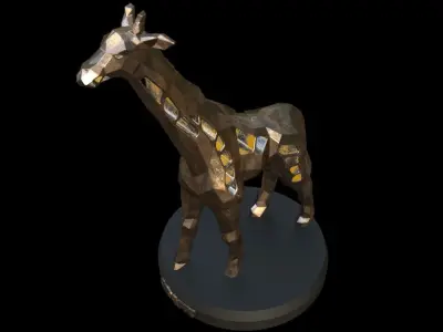 Steampunk Giraffe Pose Low-poly 3D model