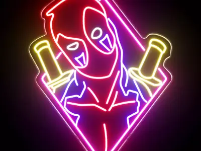 Deadpool Neon Sign 3D model