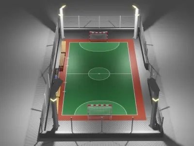 FootZall soccer field with lights 3D model