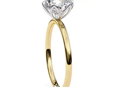 cathedral setting Classic solitaire diamond ring 3D print model
