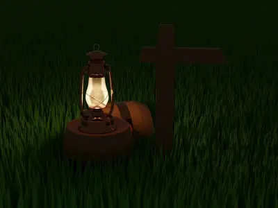 Lamp game-ready old Free low-poly 3D model