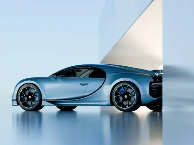 Bugatti Chiron with Scene 3D model