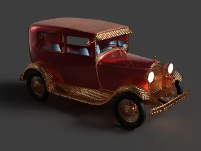 chinese golden vintage car Low-poly 3D model