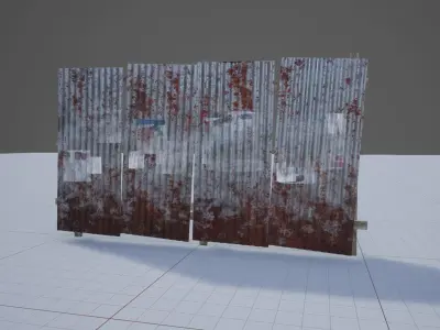 Galvanized roof wall Low-poly 3D model