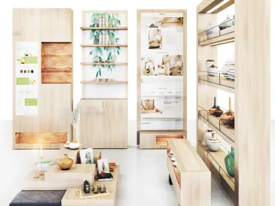 Mall -wooden set01 3D model