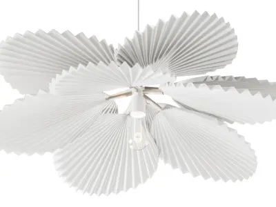 Brown Pleated Flower Palm Leaf Pendant Light 3D model